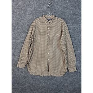 Ralph Lauren Mens McMeel Cotton Checkered Button Up Dress Shirt Size XL Preppy